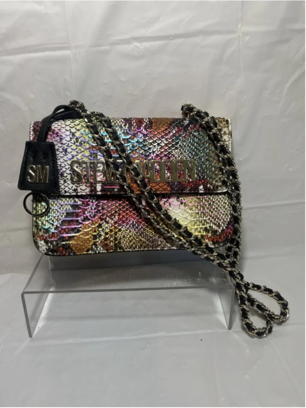 Steve Madden BVANTASTIC Rainbow Snake Print Crossbody chain strap new